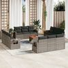 vidaXL 13-delige Loungeset met kussens poly rattan grijs