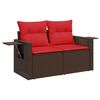 vidaXL 6-delige Loungeset met kussens poly rattan acacia bruin