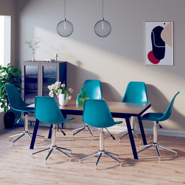 vidaXL Eetkamerstoelen draaibaar 6 st PP turquoise
