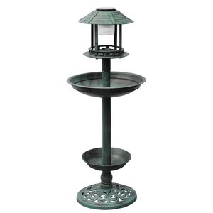 vidaXL Vogelbad/voederhuisje met solarverlichting