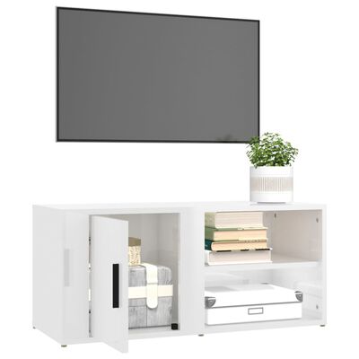 vidaXL Tv-meubel 80x31,5x36 cm bewerkt hout hoogglans wit