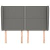 vidaXL Hoofdbord met randen 147x23x118/128 cm stof donkergrijs