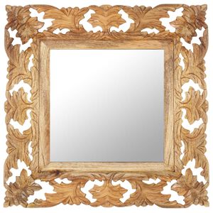 vidaXL Spiegel handgesneden 50x50 cm massief mangohout bruin