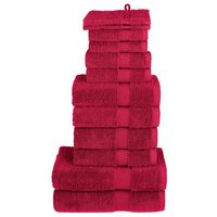 vidaXL 12-delige Handdoekenset 600 g/m² 100% katoen rood