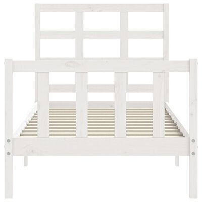 vidaXL Bedframe met hoofdbord massief hout wit 90x200 cm