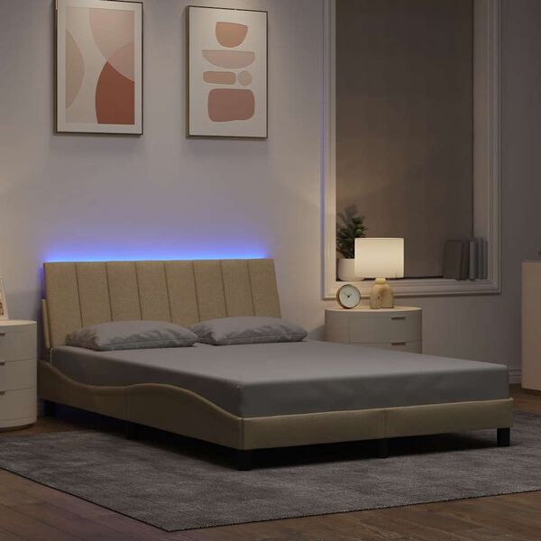 vidaXL Bedframe zonder matras "Hanko" stof cr&egrave;mekleurig 140x190 cm