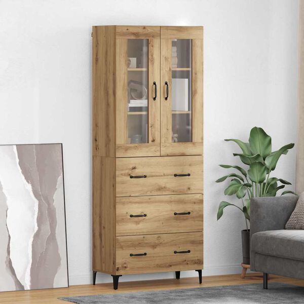 vidaXL Highboard Artisan Eiken 69,5 x 34 x 180 cm Bewerkt hout