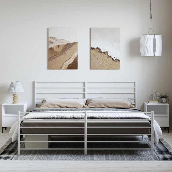 vidaXL Bedframe met hoofd- en voeteneinde metaal wit 193x203 cm