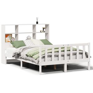 vidaXL Bed met boekenkast zonder matras grenenhout wit 120x190 cm