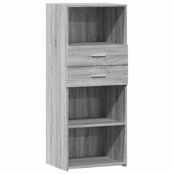 vidaXL Hoge kast 50x42,5x124 cm bewerkt hout grijs sonoma eikenkleurig