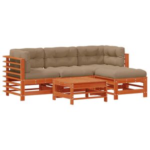 vidaXL Tuin loungeset 5 st Wasbruin Massief grenenhout