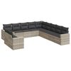 vidaXL 11-delige Loungeset met kussens poly rattan lichtgrijs