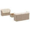 vidaXL 6-delige Loungeset met kussens poly rattan beige