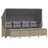 vidaXL 5-delige Loungeset met kussens poly rattan beige