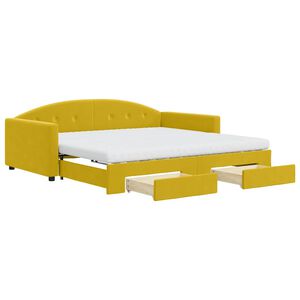 vidaXL Slaapbank met onderschuifbed en lades 100x200 cm fluweel geel