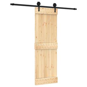 vidaXL Schuifdeur Naturel en Zwart 70 x 210 cm Massief Grenenhout