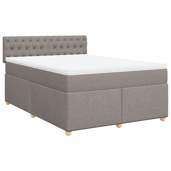 vidaXL Boxspring met matras stof taupe 140x190 cm
