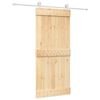 vidaXL Schuifdeur Natuurlijk en Wit 90 x 210 cm Massief Grenenhout