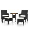 vidaXL 5-delige Loungeset poly rattan zwart