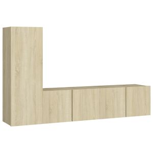 vidaXL 3-delige Tv-meubelset bewerkt hout sonoma eikenkleurig