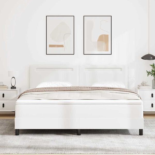 vidaXL Boxspringbed met matras Wit 180 x 200 cm Kunstleer