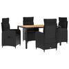 vidaXL Buiten eettafelset 5 st Zwart PE Rattan en Poeder-Coated Staal