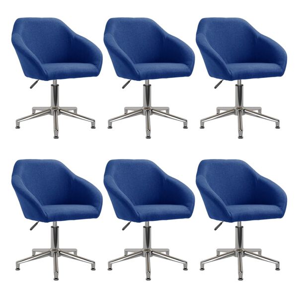 vidaXL Eetkamerstoelen draaibaar 6 st stof blauw