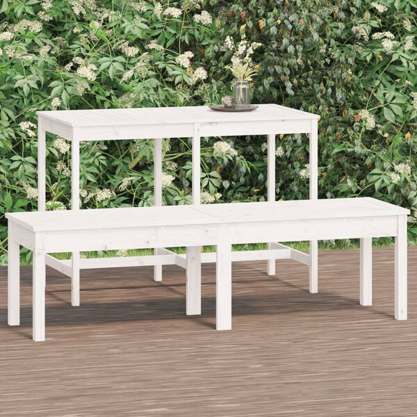 vidaXL Tuinbank 2-zits 159,5x44x45 cm massief grenenhout wit
