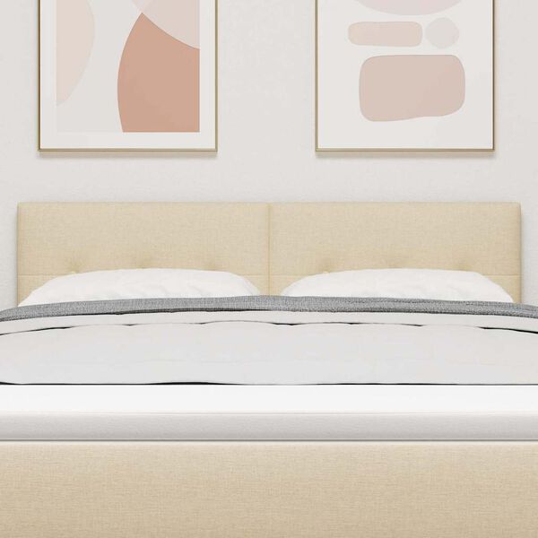 vidaXL LED Hoofdbord met LED-striplichten Cr&egrave;me 144 cm Polyester