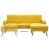 vidaXL Bank L-vormig 186x136x79 cm stoffen bekleding geel