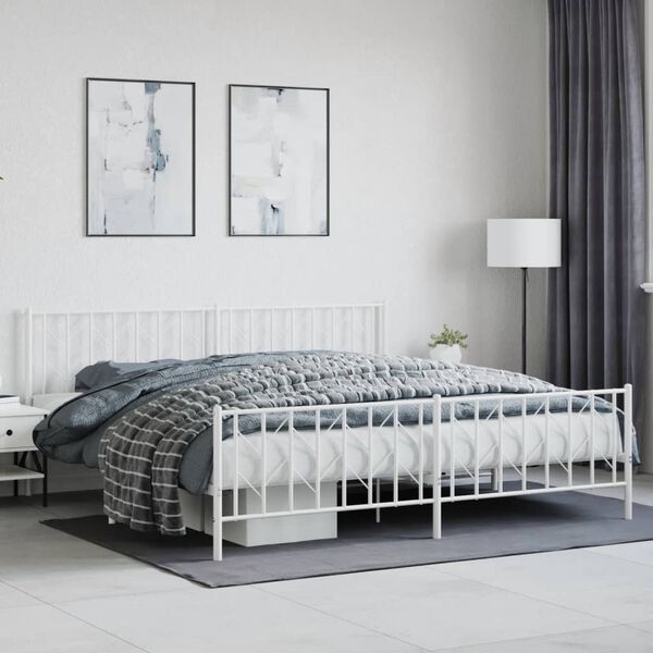 vidaXL Bedframe met hoofd- en voeteneinde metaal wit 200x200 cm