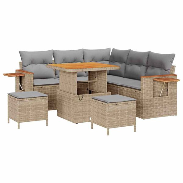 vidaXL Tuin Sofa Set met kussen 8 pcs beige en lichtgrijs