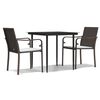 vidaXL 3-delige Tuinset met kussens poly rattan en staal
