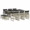 vidaXL 11-delige Tuinset met kussens poly rattan lichtgrijs
