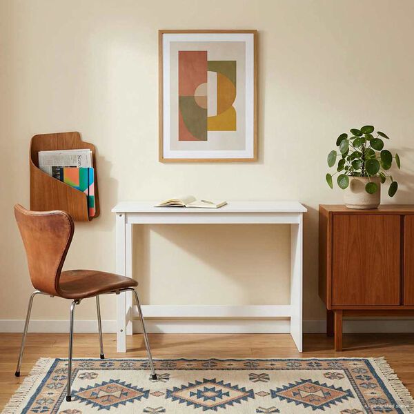 vidaXL Bureau Wit 112 x 50 x 75 cm Massief Vurenhout