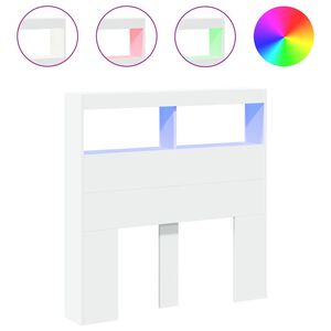 vidaXL Hoofdbordkast met LED-verlichting 100x17x102 cm wit