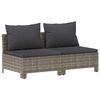 vidaXL Tuinbank 2-zits met kussens poly rattan grijs