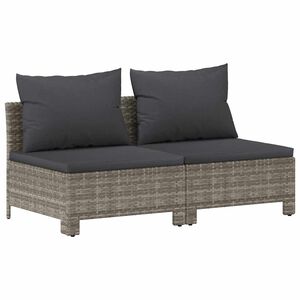 vidaXL Tuinbank 2-zits met kussens poly rattan grijs