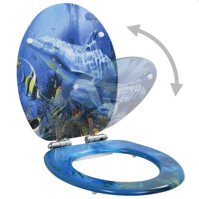 Blauw maat Archeologie vidaXL Toiletbril met soft-close deksel dolfijn MDF online kopen | vidaXL.be