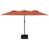 vidaXL Parasol dubbel dak met LED 449x265 cm terracottakleurig