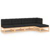 vidaXL 5-delige Loungeset met kussens massief grenenhout