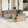 vidaXL 9-delige Loungeset met kussens poly rattan beige