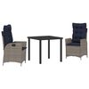 vidaXL Tuin eettafelset 3 st Grijs en zwart Rattan