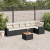vidaXL 7-delige Loungeset met kussens poly rattan zwart