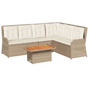 vidaXL 5-delige Loungeset met kussens poly rattan beige