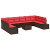 vidaXL Tuinbankenset 10 st 9-Aantal zitplaatsen Bruin en Rood
