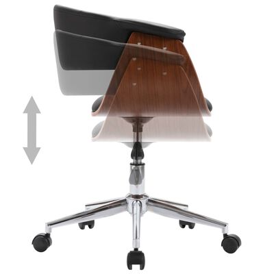 vidaXL Kantoorstoel draaibaar gebogen hout en kunstleer zwart