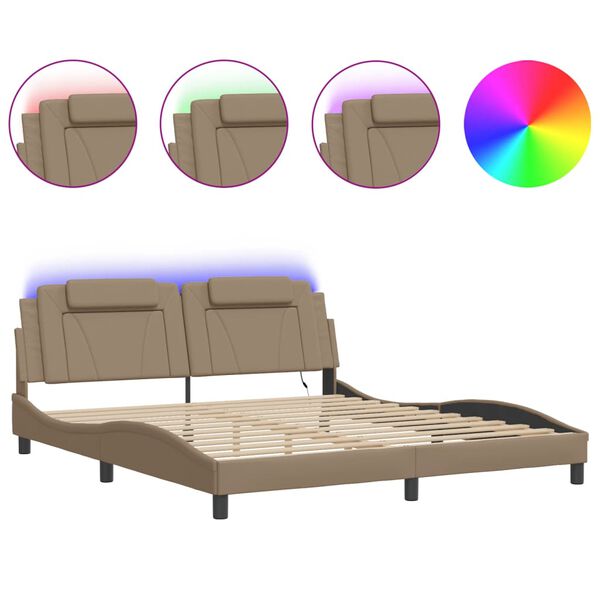 vidaXL Bedframe "Viana" met LED zonder matras cappuccino 180x200 cm