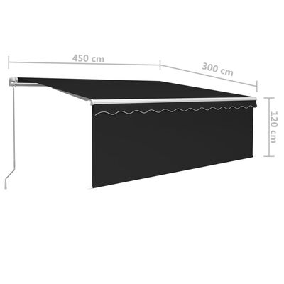 vidaXL Luifel handmatig uittrekbaar met rolgordijn 4,5x3 m antraciet