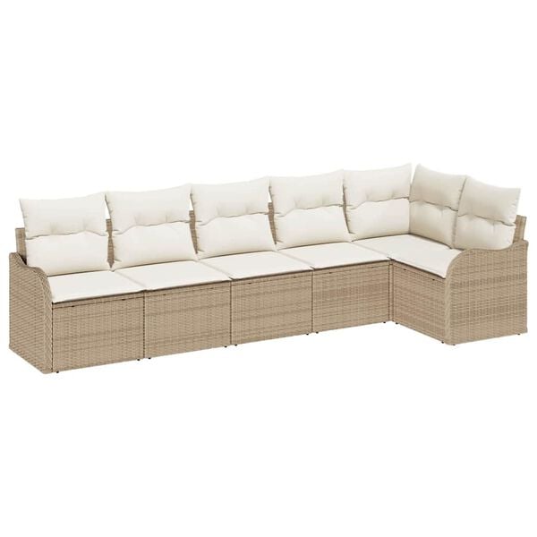 vidaXL Tuin Sofa Set Beige poly rattan